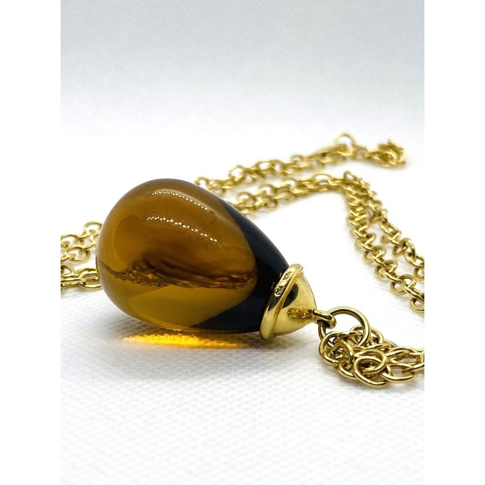 Tiffany & Co Paloma Picasso 18K 750 Yellow Gold 100CT Citrine Pendant 30"